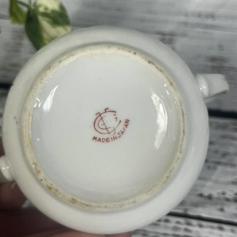 Vintage Hall's Orange Poppy Sugar Bowl & Lid Porcelain with Gold Trim